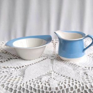 Cream and sugar set, Figgjo Flintware, Norway, blue and white